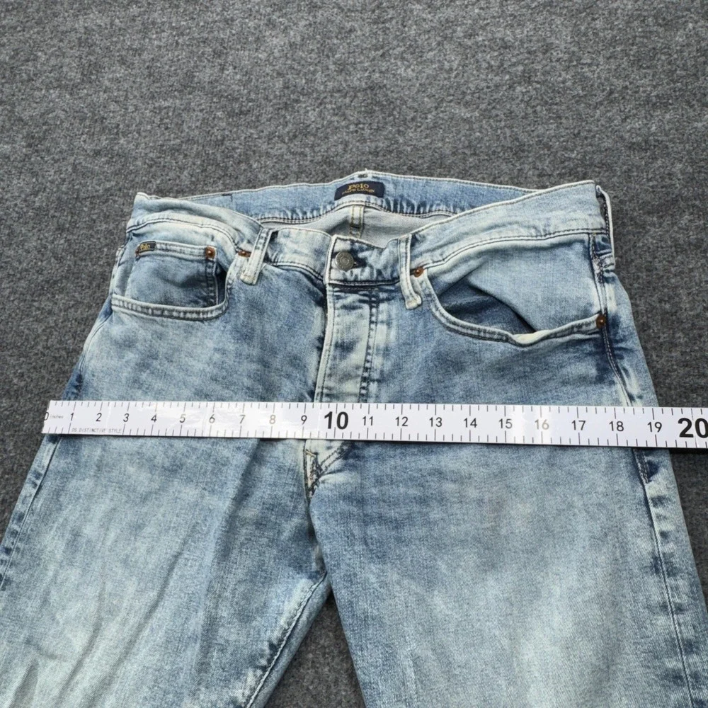 Polo Ralph Lauren Jeans Mens 33x30 Blue Varick Slim Straight Light Wash Stretch